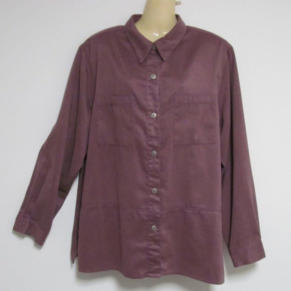 Alfred Dunner Mauve Shirt Button Up Long Sleeve - Picture 12 of 12